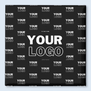 Aimant Votre logo et arrière-plan Logo répétitif Noir