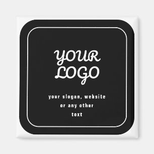 Aimant Votre logo et slogan ou autre texte   Noir et blan