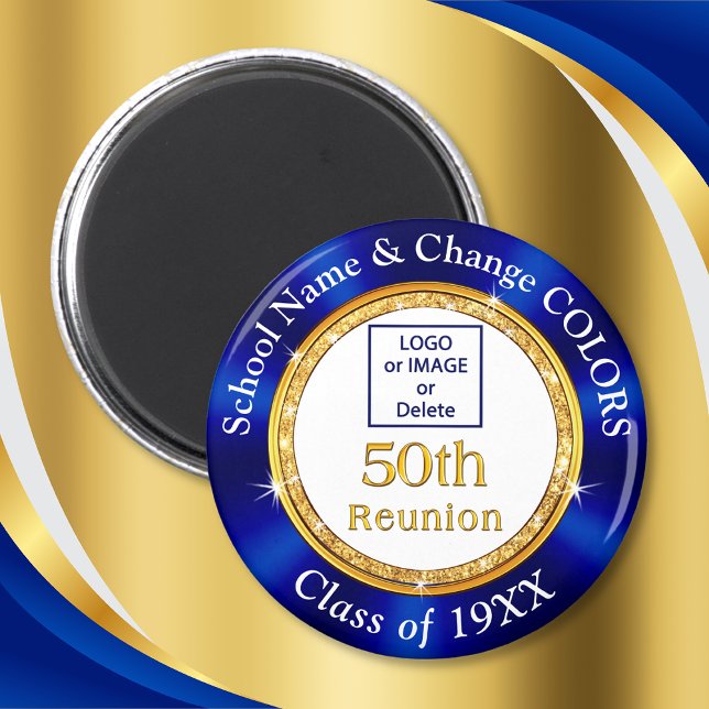 Aimant Votre LOGO ou IMAGE, Cadeaux de Réunion de 50e Cla (Cheap 50th class reunion gifts. 50 year high school reunion gifts. 50th class reunion party favors. )