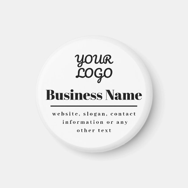 Aimant Votre logo Retro-Moderne Blanc & Noir (Devant)