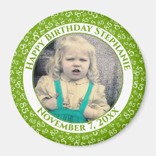 Aimant Votre photo 85e anniversaire Motif   Vert/Blanc