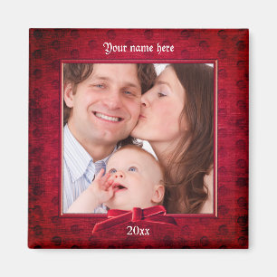 Aimant Votre photo Cadre photo texturé rouge Lux