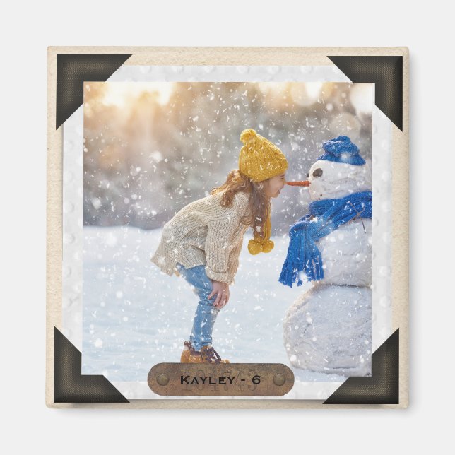 Aimant Votre photo et votre texte | Coins de l'album phot (Devant)