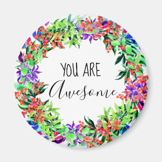 Aimant Vous Êtes Formidable Floral Aquarelle Bleu Vert