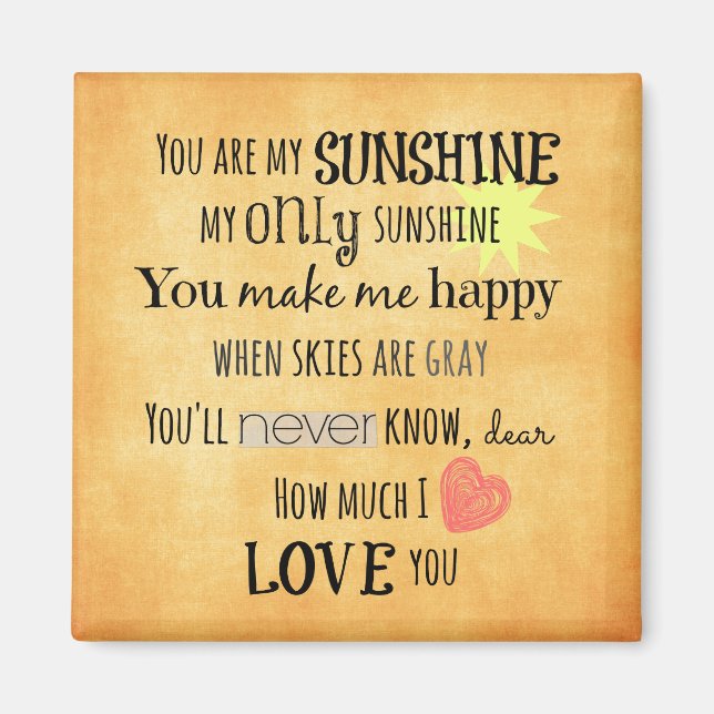 Aimant Vous êtes ma Sunshine Word Art Typographie (Devant)