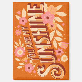 Aimant Vous êtes mon soleil floral boho groovy rose orang