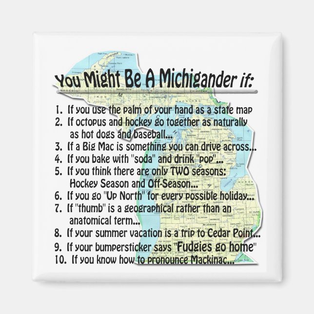 Aimant Vous pourriez être un Michigander si : (Devant)