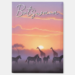 Aimant Voyage au coucher du soleil au Botswana