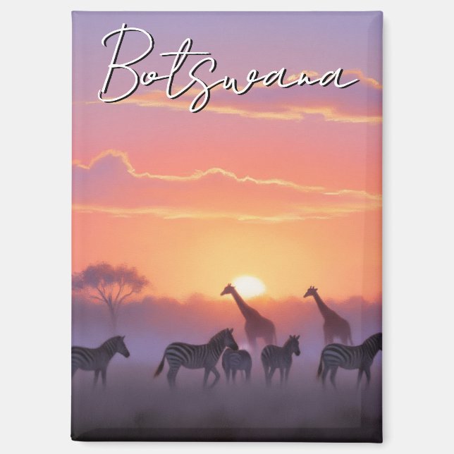 Aimant Voyage au coucher du soleil au Botswana (Recto)