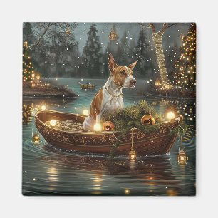 Aimant Voyage de fête de Noël de Bull Terrier