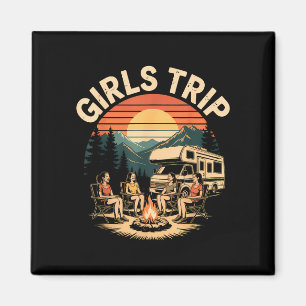 Aimant Voyage de filles en camping-car, camping, amies en