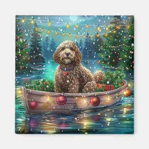 Aimant Voyage de Noël festif du Cockapoo