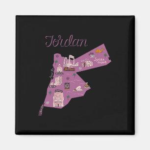Aimant Voyage Jordanie Carte Amman Pétra Mer Morte Famill