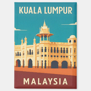 Aimant Voyage Rétro Vintage Kuala Lumpur Malaisie