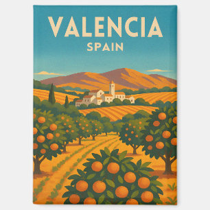 Aimant Voyage Rétro Vintage Valence Espagne Ferme d'Orang