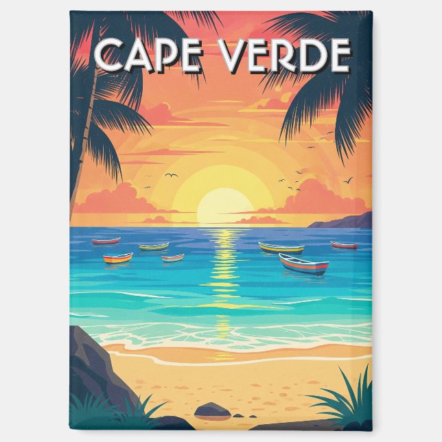 Aimant Voyage vintage au Cap Vert (Recto)