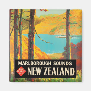 Aimant Voyage vintage Marlborough Nouvelle-Zélande