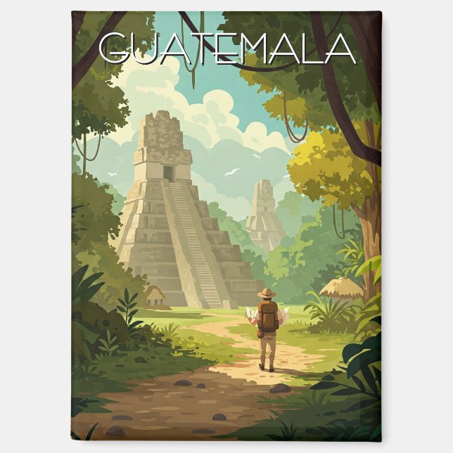 Aimant Voyage vintage Tikal Guatemala (Recto)