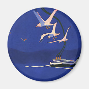 Aimant Voyage Vintage, Vacances sur un Paquebot en Alaska