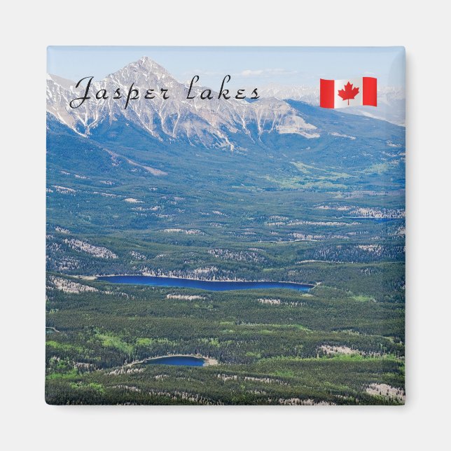 Aimant Vue aérienne des lacs Jasper - Canada (Devant)