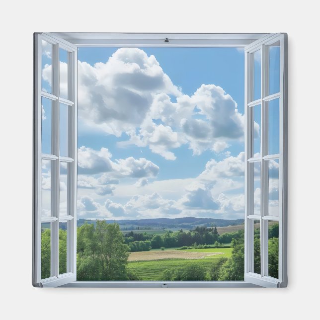 Aimant Vue de la fenêtre Paysage de campagne (Devant)