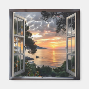 Aimant Vue de la fenêtre Sunset ove Bay