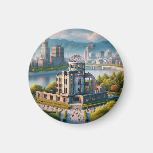 Aimant Vue du parc mémorial de la paix d'Hiroshima Japon 
