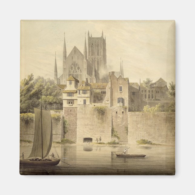 Aimant Vue ouest de la cathédrale de Worcester, 1798 (ave (Devant)