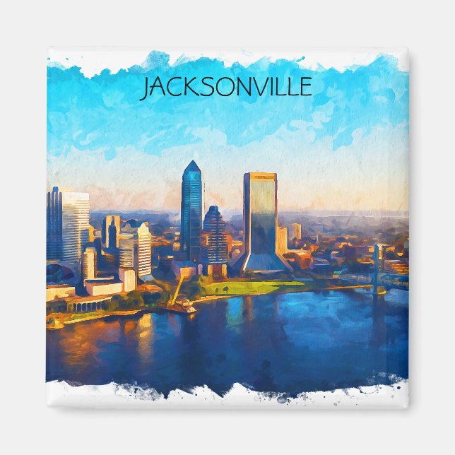 Aimant Vue panoramique de Jacksonville Florida Skyline (Devant)