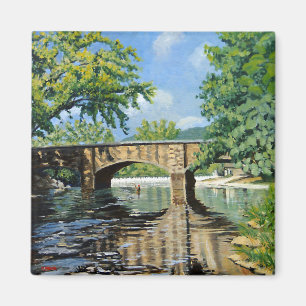 Aimant Vue pittoresque du Missouri Trout Stream Fishing