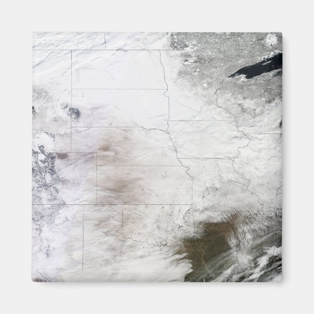 Aimant Vue satellite d'une énorme tempête d'hiver au-dess (Devant)