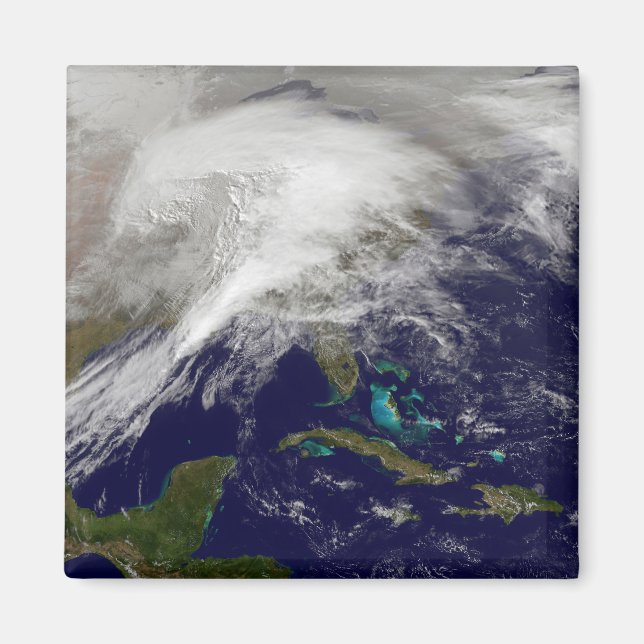 Aimant Vue satellite d'une tempête d'hiver massive (Devant)