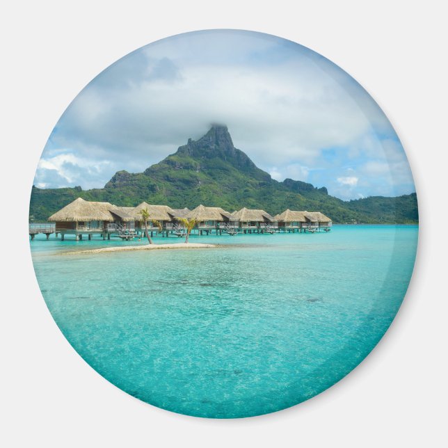 Aimant Vue sur l'aimant rond de l'île Bora Bora (Devant)