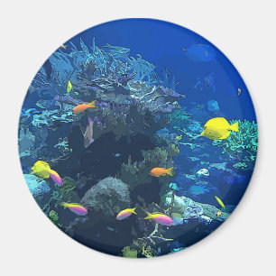 Aimant Vue sur l'océan avec du poisson coloré et un aiman