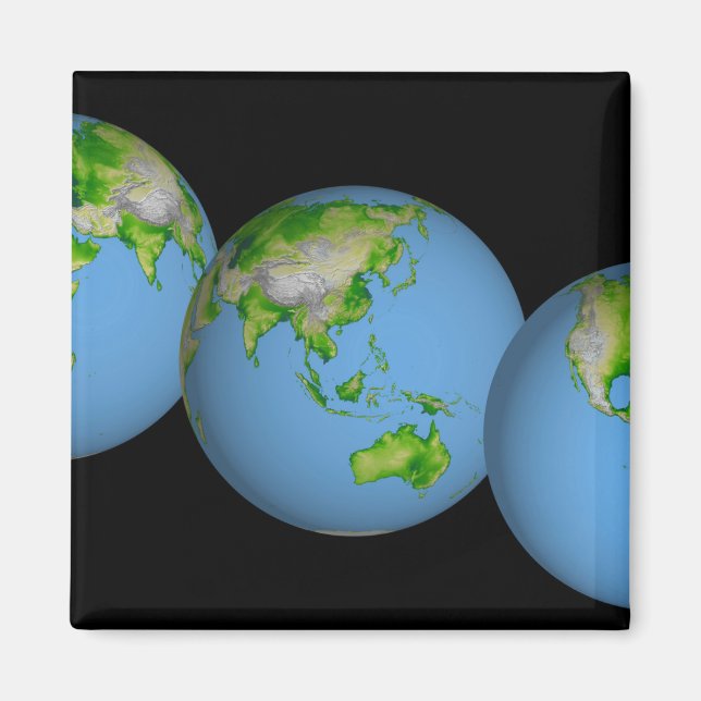 Aimant Vue topographique du monde (Devant)