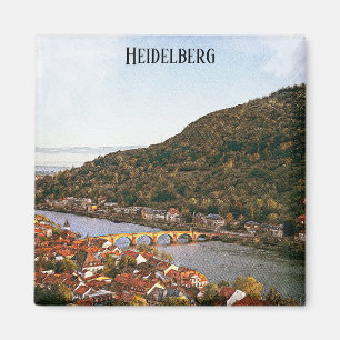 Aimant Vue ville de Heidelberg Allemagne vintage
