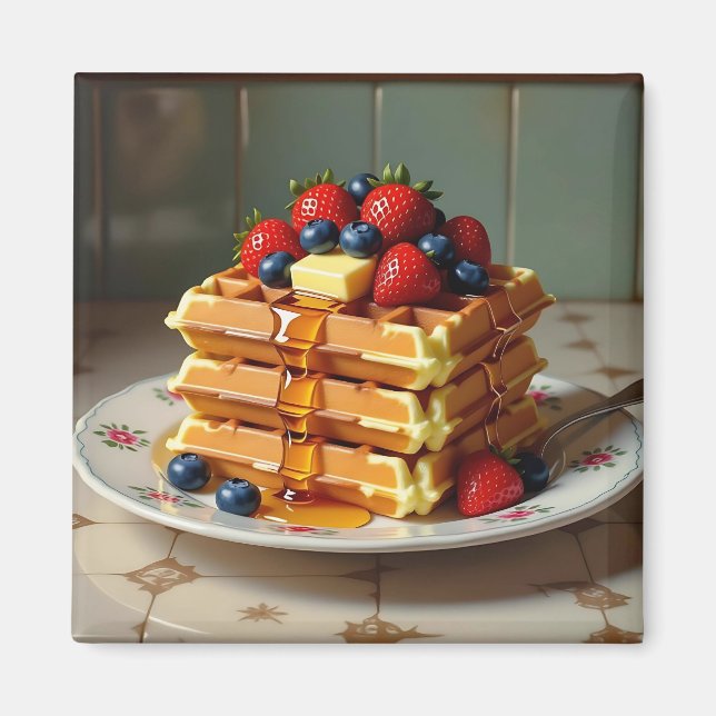 Aimant Waffles with Strawberries and Blueberries (Devant)