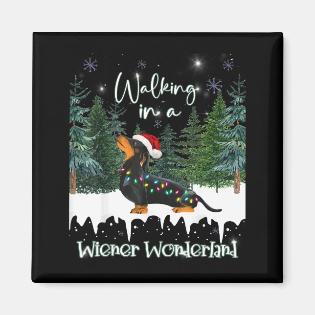 Aimant Walking In A Wiener Wonderland Dachshund  (Devant)