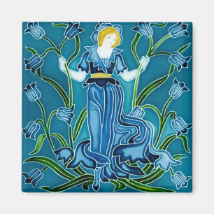 Aimant Walter Crane Bluebell Art Nouveau Jeune Fille aux 
