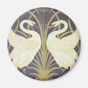 Aimant Walter Crane Cygne, Jonc Et Iris Art Nouveau