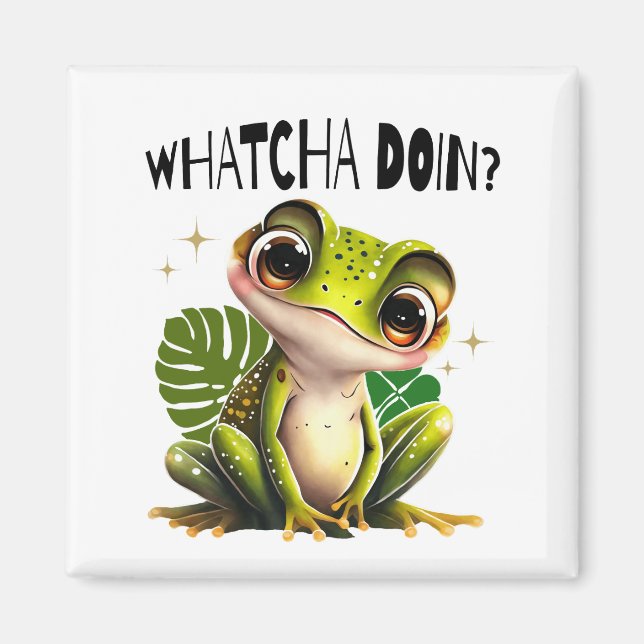 Aimant Watcha Do ? Funny Curious Frog (Devant)