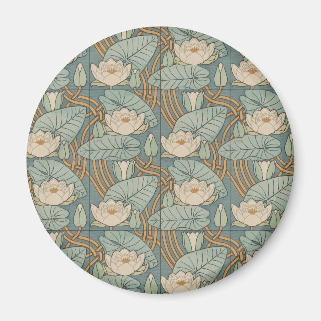 Aimant Water Lys Lily Art Nouveau Nature (Devant)
