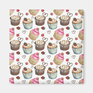 Aimant Watercolor cupcakes