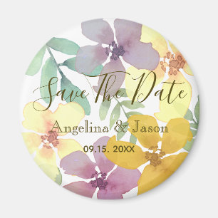 Aimant Watercolor Floral Wedding Enregistrer La Date Invi