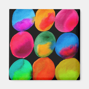 Aimant Watercolor neon circle pattern abstract art colour
