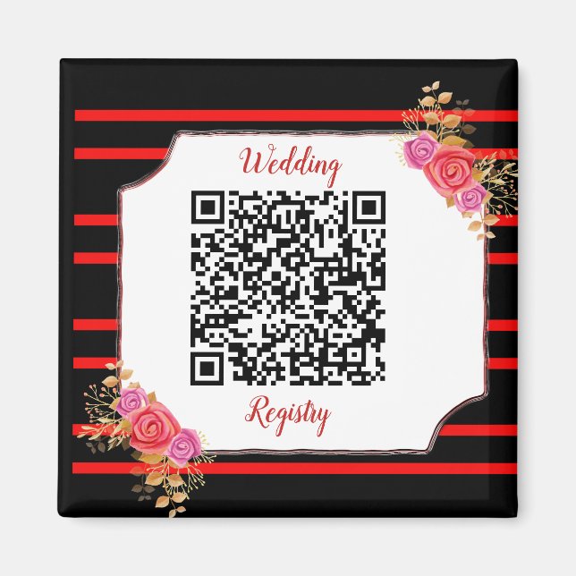 Aimant Wedding Registry Custom QR Code and Text (Devant)