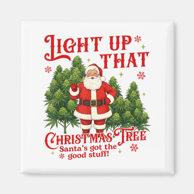 Aimant Weed Lover Smoking Light Up Christmas Tree  (Devant)