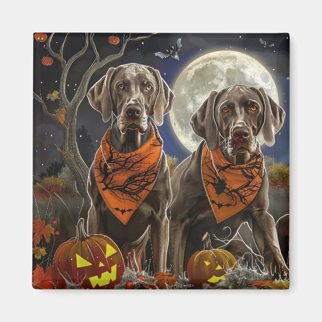 Aimant Weimaraner Halloween Éffrayant (Devant)