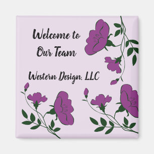 Aimant Welcome to Our Team Purple Floral New Employee