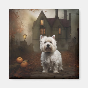 Aimant West Highland White Terrier Halloween effrayant